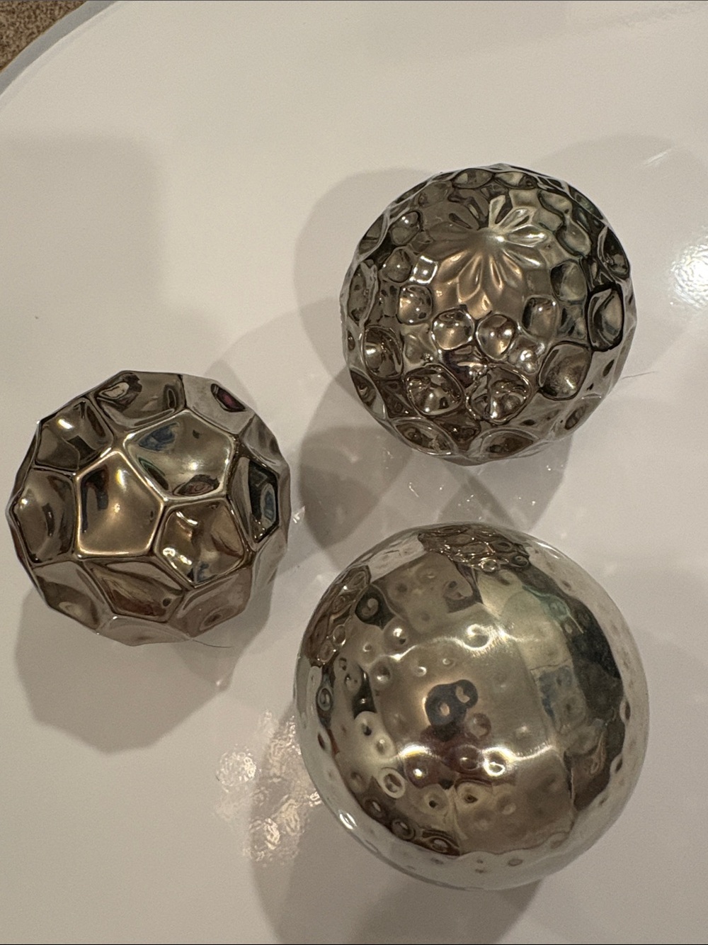 Pier 1 Set of 3 Decorative Metal Spheres - Silver Finish